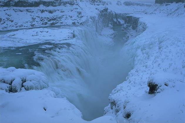 Gullfoss bei trbem Winterwetter